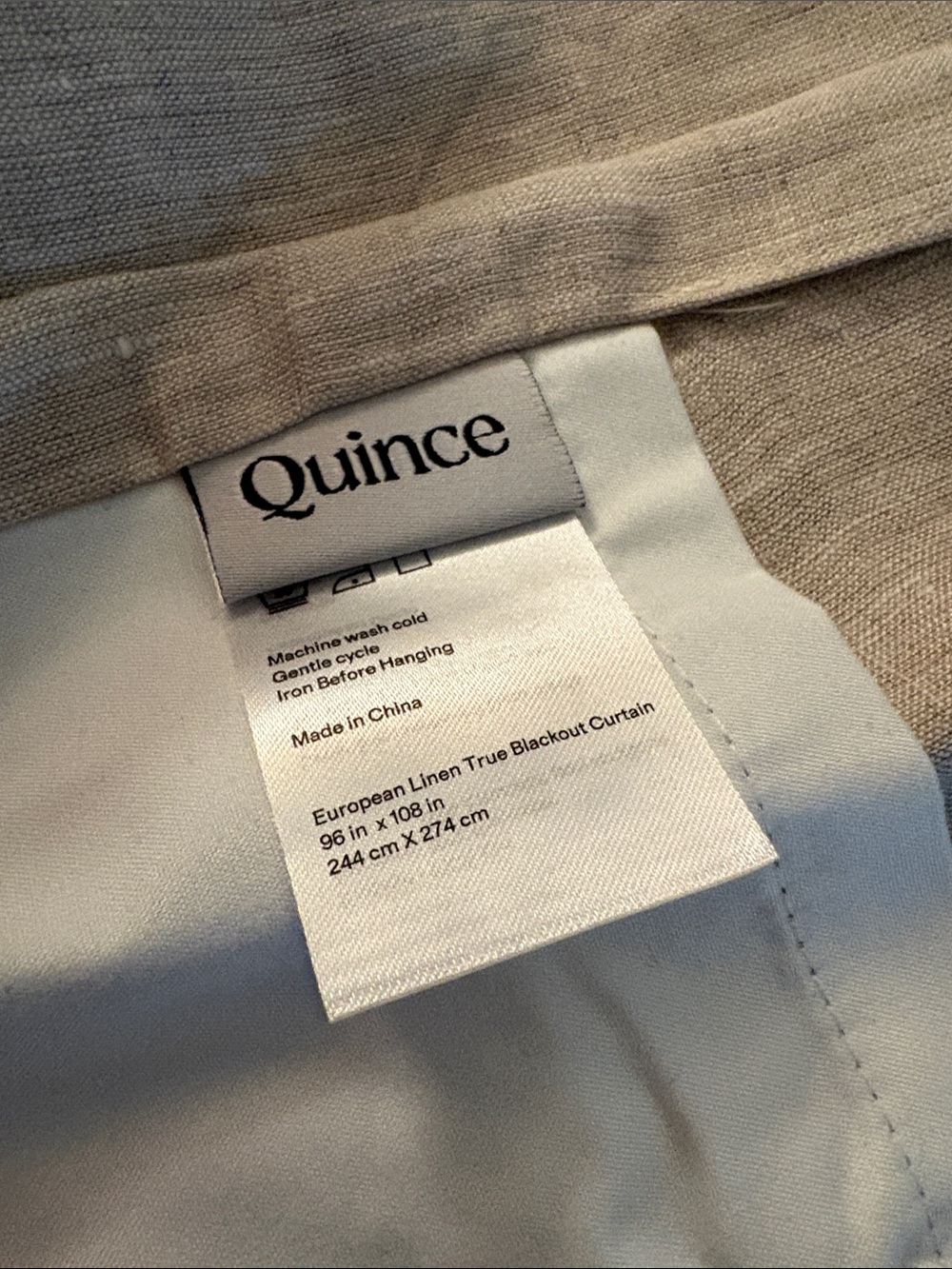 Quince European Luxe Linen Blackout Flax 
curtain panel 96x108 (one panel) - Picture 5 of 5